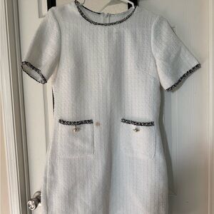 SHEIN White Mini Dress with Black Trim